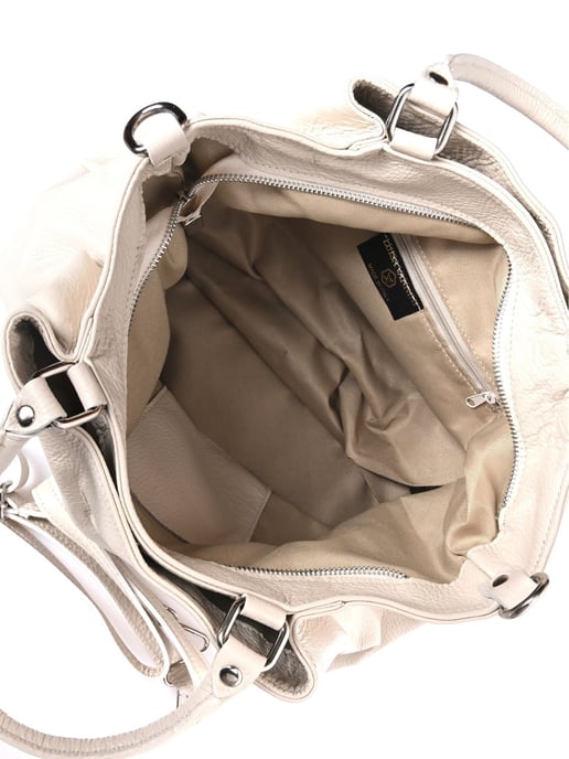 Luisa Vannini Beige Rundleer Tas - Image 4