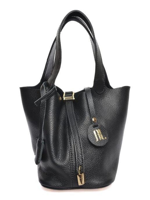 Anna Luchini Zwart Rundleer Tas - Image 1