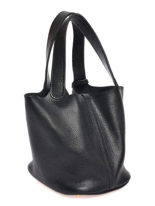 Anna Luchini Zwart Rundleer Tas - Image 2