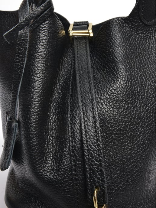 Anna Luchini Zwart Rundleer Tas - Image 3