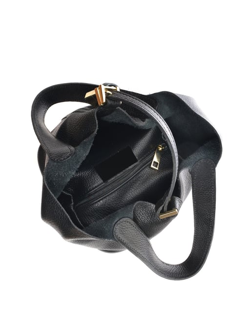 Anna Luchini Zwart Rundleer Tas - Image 4