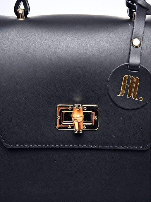 Anna Luchini Zwart Rundleer Tas - Image 3