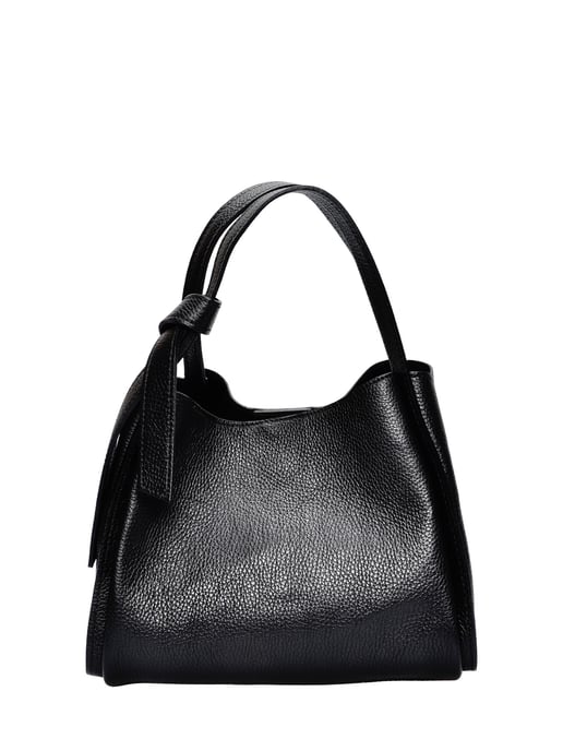 Anna Luchini Zwart Rundleer Tas - Image 1