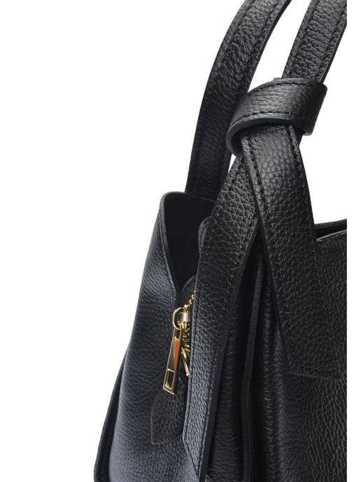 Anna Luchini Zwart Rundleer Tas - Image 3