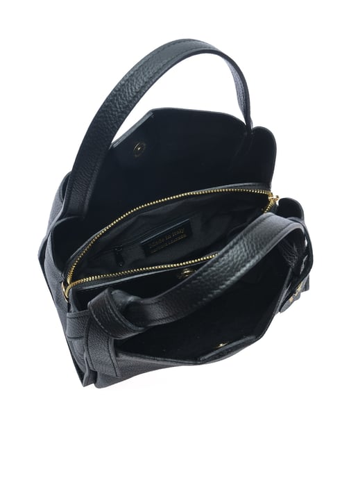 Anna Luchini Zwart Rundleer Tas - Image 4