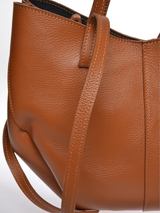 Luisa Vannini Brown Rundleer Tas - Image 3