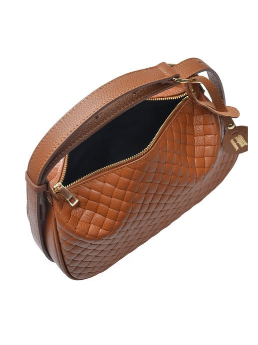 Anna Luchini Brown Rundleer Tas - Image 4