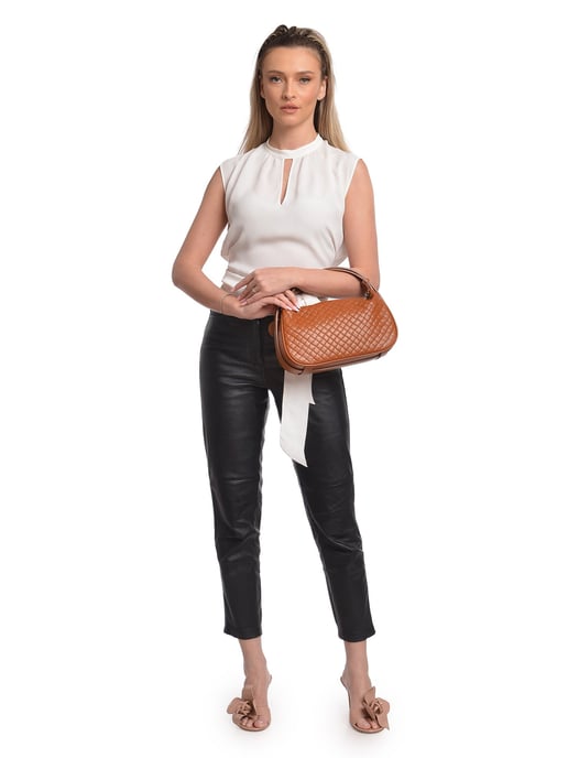 Anna Luchini Brown Rundleer Tas - Image 5