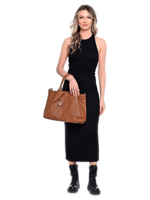 Luisa Vannini Brown Rundleer Tas - Image 5