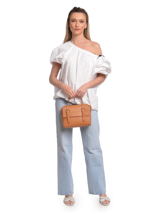 Anna Luchini Brown Rundleer Tas - Image 5