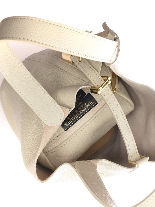 Anna Luchini Beige Rundleer Tas - Image 4