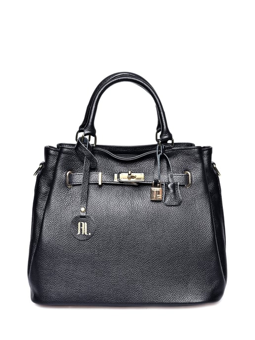 Anna Luchini Zwart Rundleer Tas - Image 1