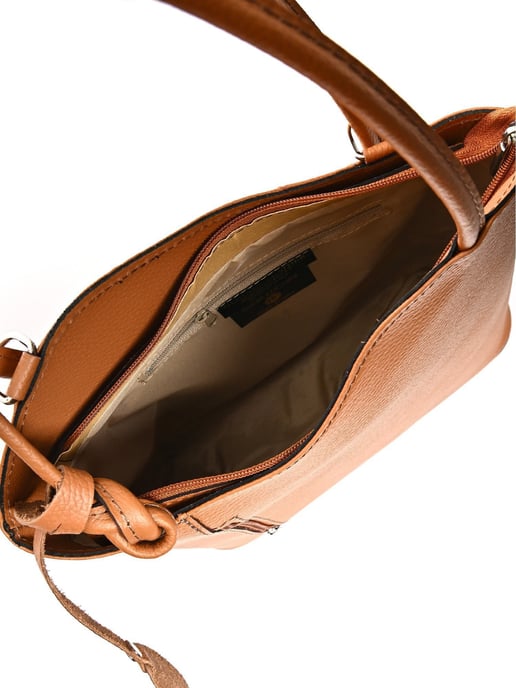 Anna Luchini Brown Rundleer Tas - Image 4
