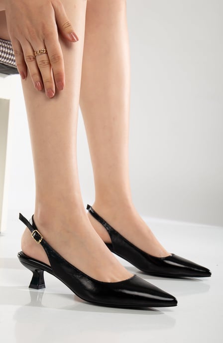 Lety Slingback Kitten Heel Leren Pumps - Image 2