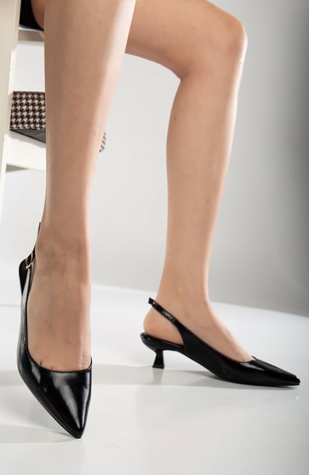 Lety Slingback Kitten Heel Leren Pumps - Image 4