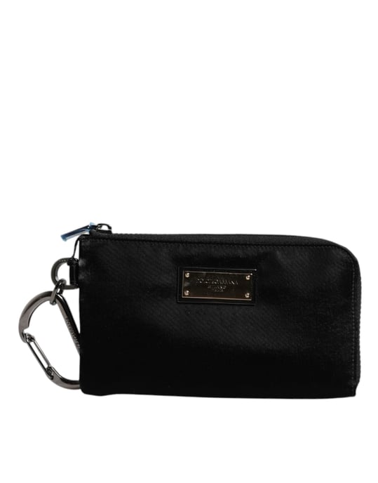 Dolce & Gabbana Zwarte Nylon Logo Plaque Sleutelhanger Pouch Clutch Bag - Image 2