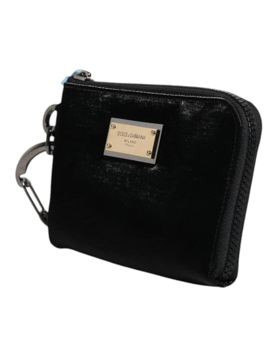 Dolce & Gabbana Zwarte Nylon Logo Plaque Sleutelhanger Pouch Clutch Bag - Image 3