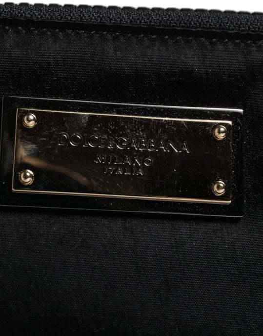 Dolce & Gabbana Zwarte Nylon Logo Plaque Sleutelhanger Pouch Clutch Bag - Image 4