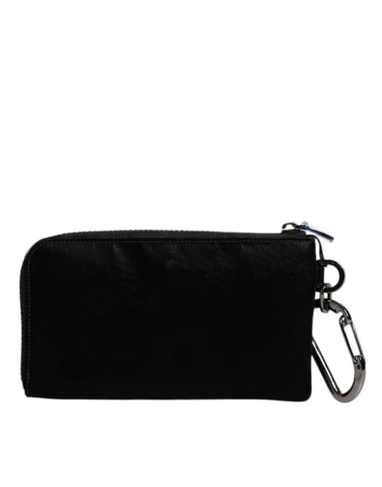 Dolce & Gabbana Zwarte Nylon Logo Plaque Sleutelhanger Pouch Clutch Bag - Image 5