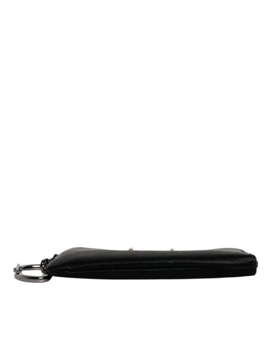 Dolce & Gabbana Zwarte Nylon Logo Plaque Sleutelhanger Pouch Clutch Bag - Image 6