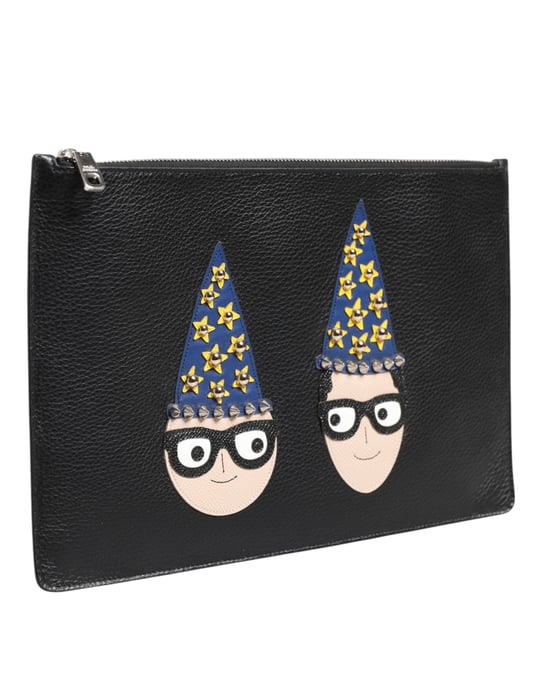 Dolce & Gabbana Zwarte Lederen #DGFAMILY Versierde Herentasje - Image 3