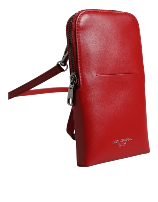 Dolce & Gabbana Rode Leren Handtas Telefoon Sling Crossbody Halsoverkop Tas - Image 3