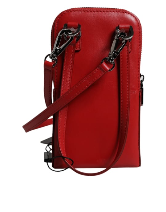 Dolce & Gabbana Rode Leren Handtas Telefoon Sling Crossbody Halsoverkop Tas - Image 4