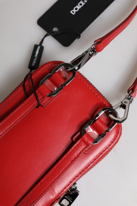 Dolce & Gabbana Rode Leren Handtas Telefoon Sling Crossbody Halsoverkop Tas - Image 6