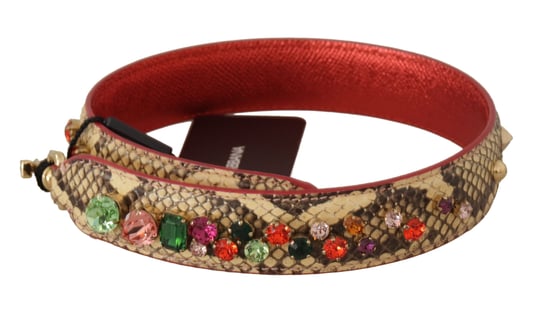 Dolce & Gabbana Beige Exotisch Leren Kristallen Schouderband - Image 2