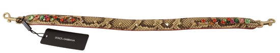 Dolce & Gabbana Beige Exotisch Leren Kristallen Schouderband - Image 4