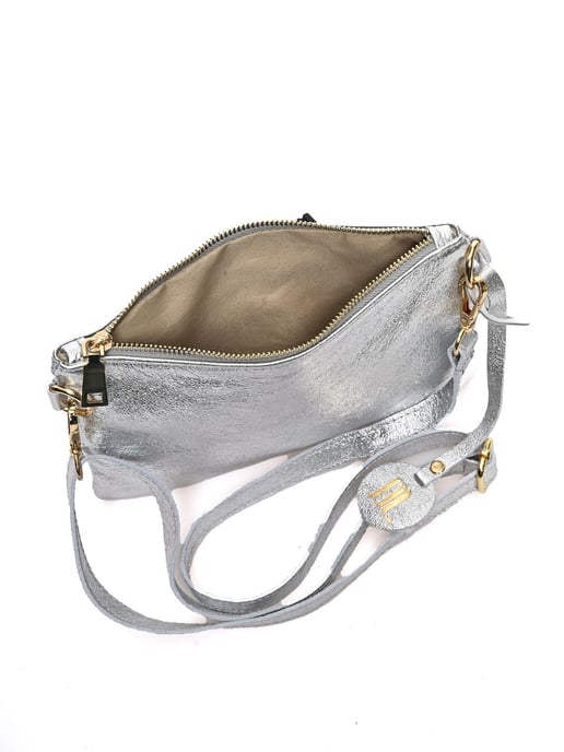 Anna Luchini Zilver Rundleer Tas - Image 4