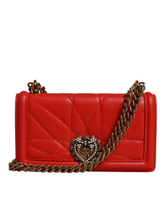 Dolce & Gabbana Rode Gequiltde Toewijding Schoudertas Chain Telefoonhoes Bag - Image 1