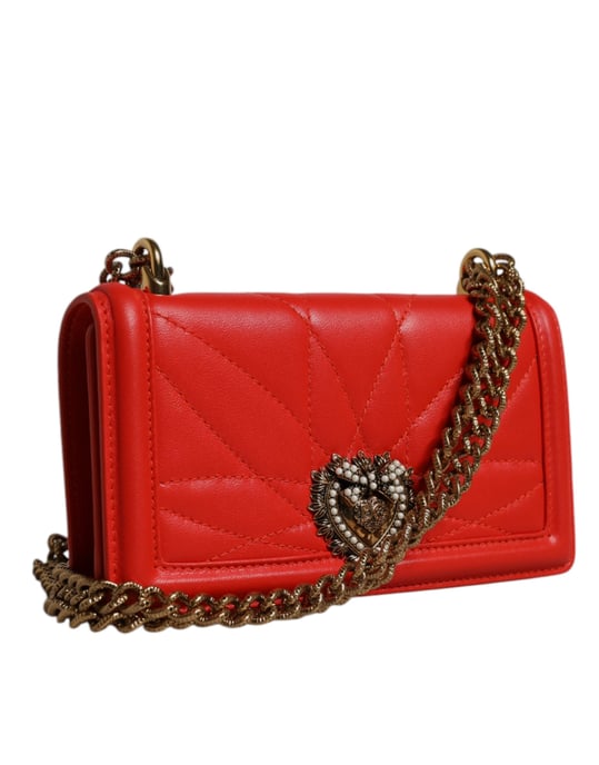 Dolce & Gabbana Rode Gequiltde Toewijding Schoudertas Chain Telefoonhoes Bag - Image 4