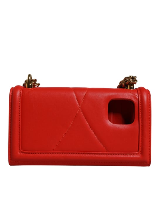 Dolce & Gabbana Rode Gequiltde Toewijding Schoudertas Chain Telefoonhoes Bag - Image 5