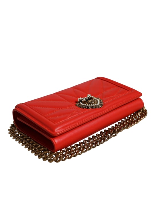 Dolce & Gabbana Rode Gequiltde Toewijding Schoudertas Chain Telefoonhoes Bag - Image 6