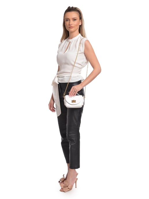 Anna Luchini Wit Rundleer Tas - Image 5