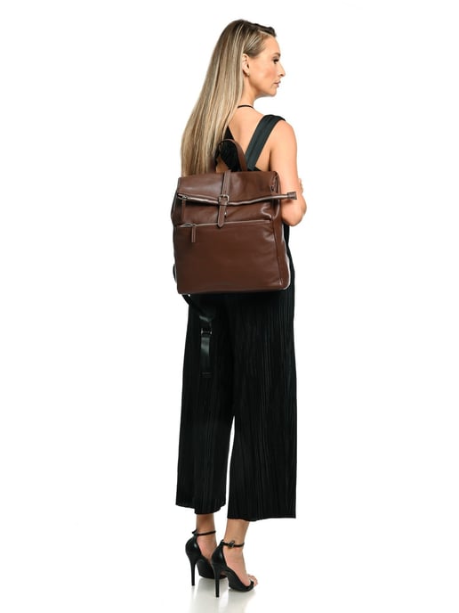 Anna Luchini Chocolade Rundleer Tas - Image 5