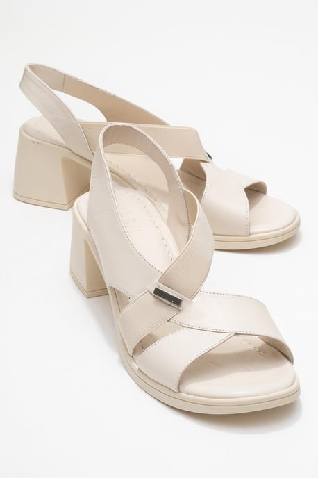 Crina Elasticated Leer Stevig Hak Sandaal - Image 1