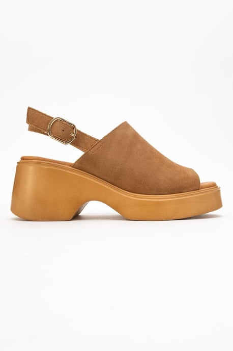 Power Leer Platform Sleehak Sandalen (Women) - Image 3