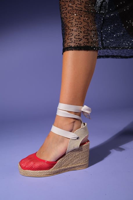 Lions Mesh Leren Sleehak Espadrilles Sandaal (Dames) - Image 3