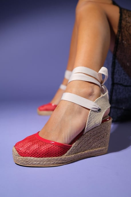 Lions Mesh Leren Sleehak Espadrilles Sandaal (Dames) - Image 4