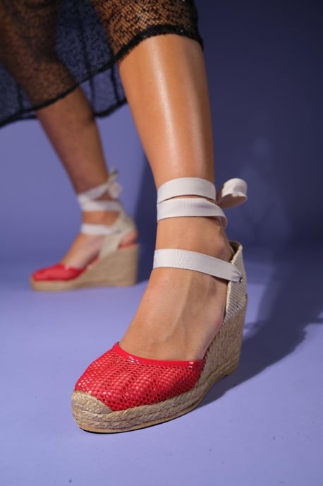 Lions Mesh Leren Sleehak Espadrilles Sandaal (Dames) - Image 5