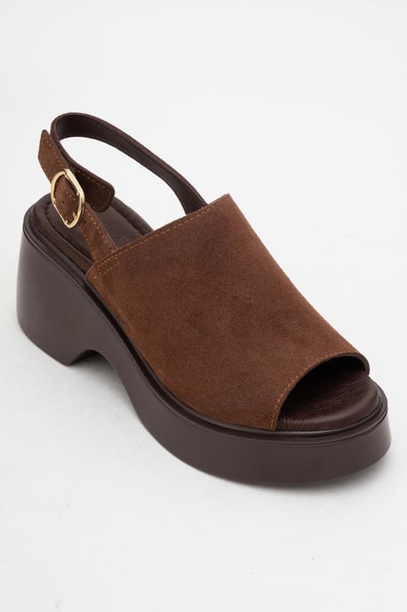 Power Leer Platform Sleehak Sandalen (Women) - Image 1