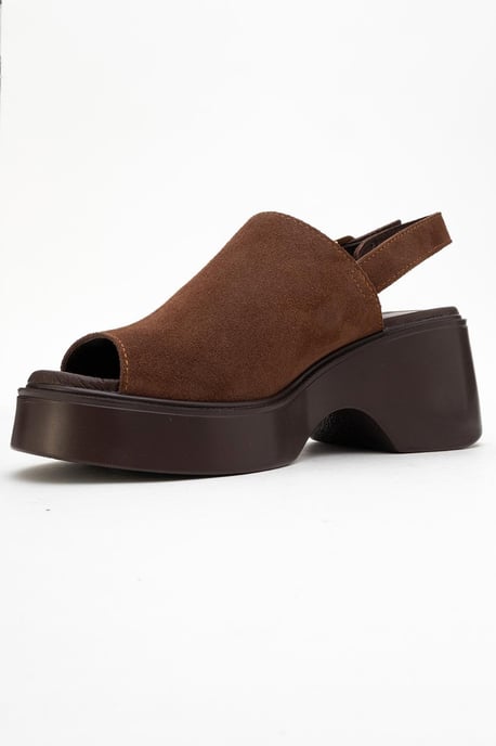 Power Leer Platform Sleehak Sandalen (Women) - Image 3