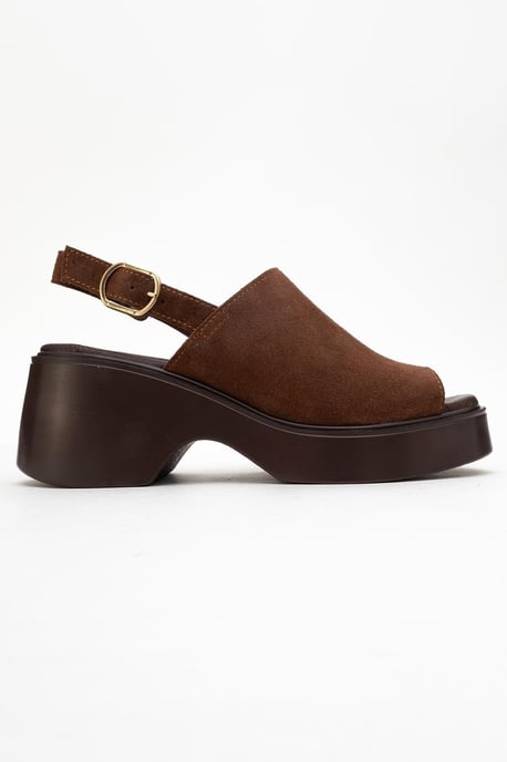 Power Leer Platform Sleehak Sandalen (Women) - Image 4