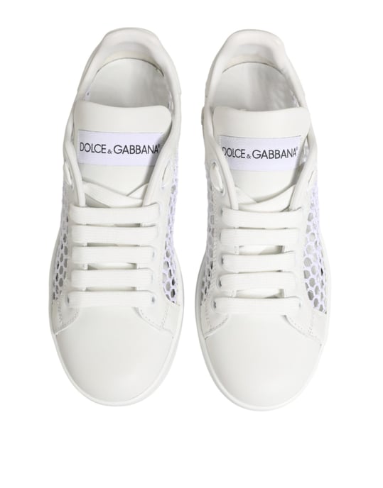 Dolce & Gabbana Witte Mesh Inzetten Lage Sneakers Schoenen - Image 4