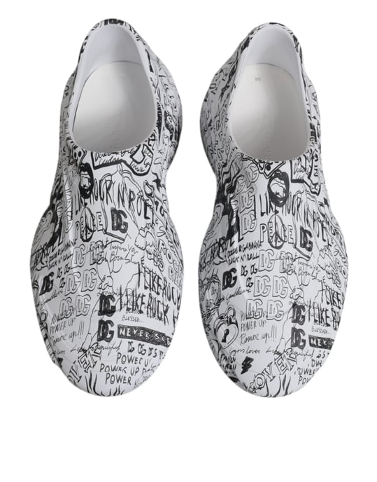 Dolce & Gabbana Witte Zwarte Graffiti Daymaster Sneakers Schoenen - Image 3