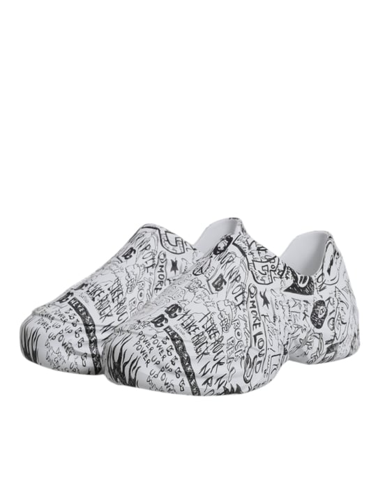 Dolce & Gabbana Witte Zwarte Graffiti Daymaster Sneakers Schoenen - Image 4