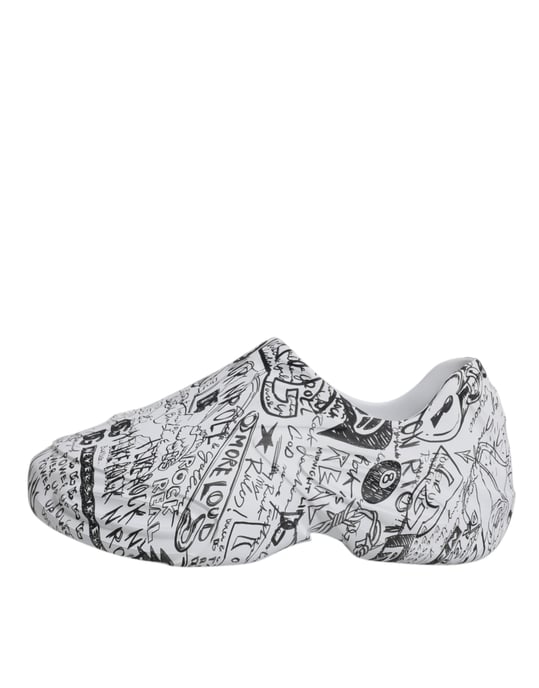 Dolce & Gabbana Witte Zwarte Graffiti Daymaster Sneakers Schoenen - Image 6