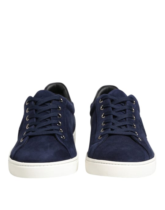 Dolce & Gabbana Blauwe Leren Suède Lage Sneakers Schoenen - Image 3